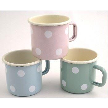 Emailletassen in Pastellfarben