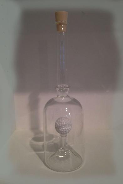 Glasflasche Geschenkflasche mit Sujet Golfball