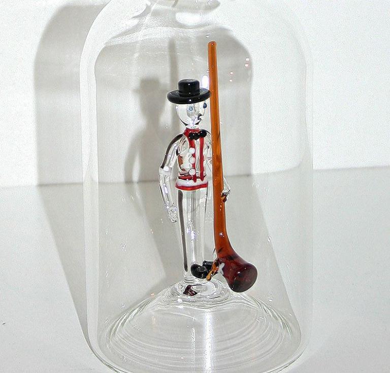 Glasflasche Geschenkflasche mit Sujet Alphornbläser