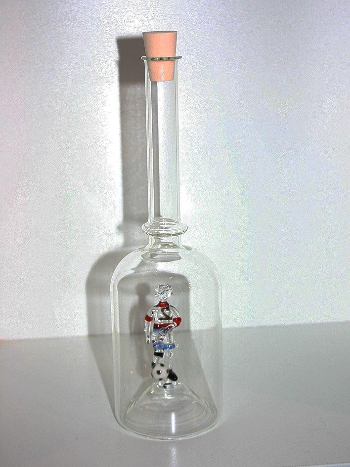 Glasflasche Geschenkflasche mit Sujet Fussballer