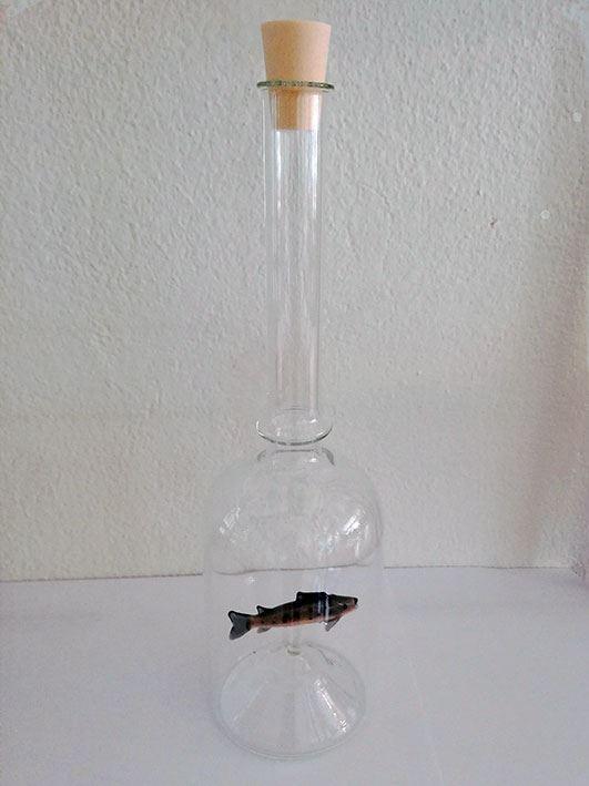 Glasflasche Geschenkflasche mit Sujet Forelle