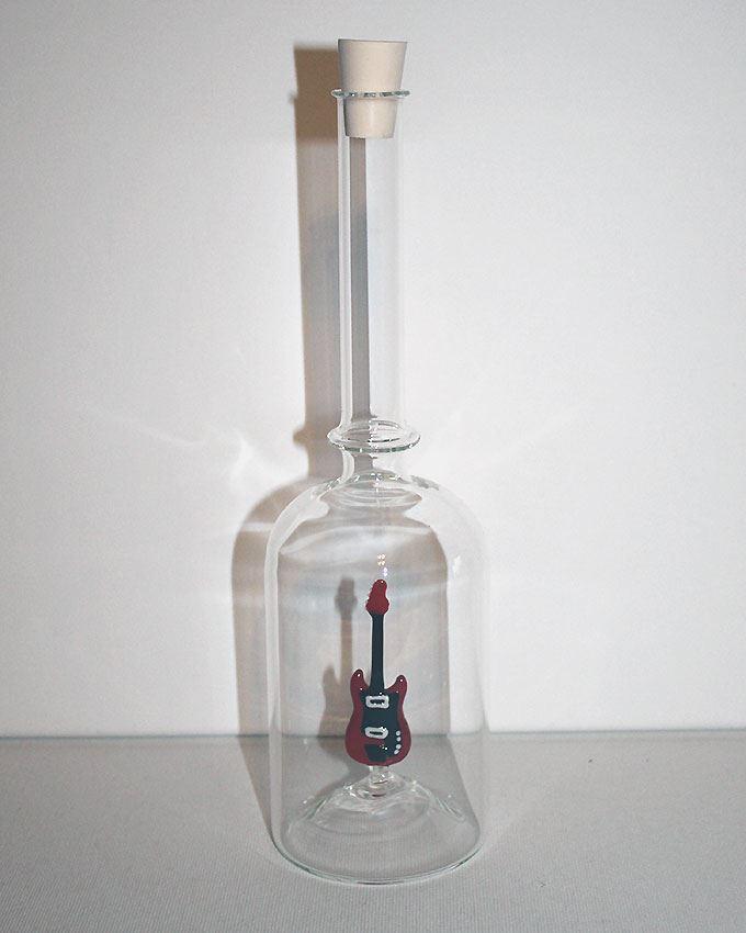 Glasflasche Geschenkflasche mit Sujet e-Gitarre