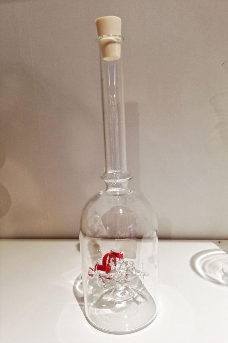 Glasflasche Geschenkflasche mit Sujet Motorspritze Feuerwehr