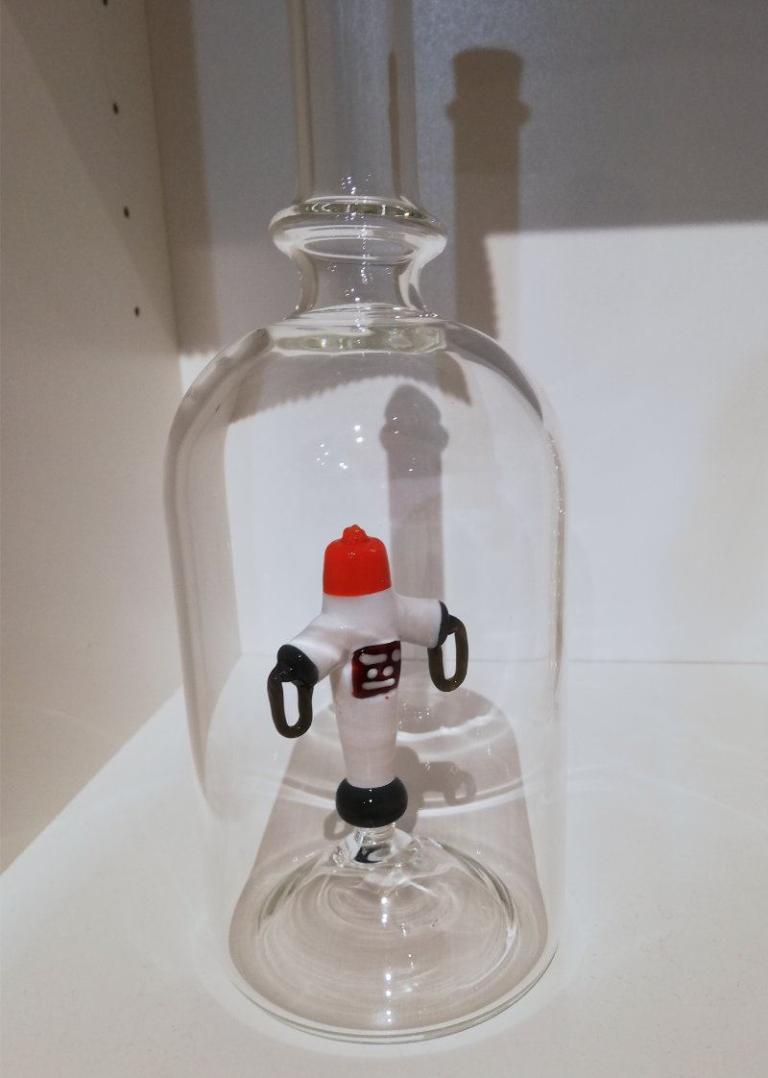 Glasflasche Geschenkflasche mit Sujet Hydrant Feuerwehr