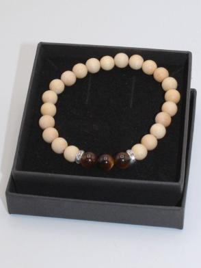 Perlenarmband Holz Edelstein