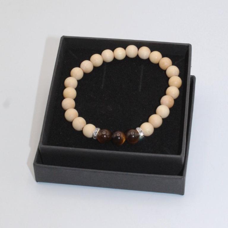 Perlenarmband Holz Edelstein