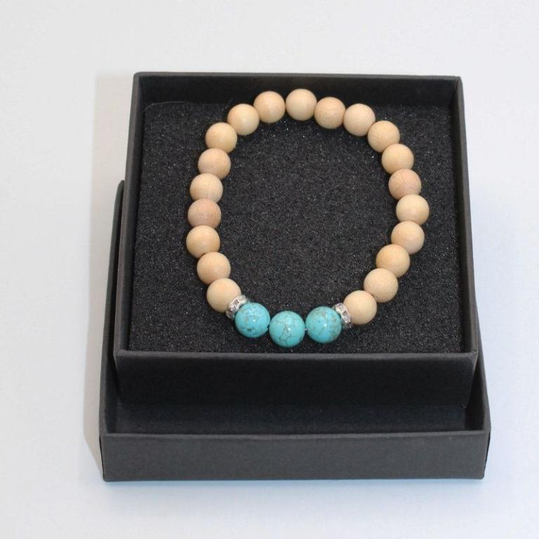 Perlenarmband Holz Edelstein