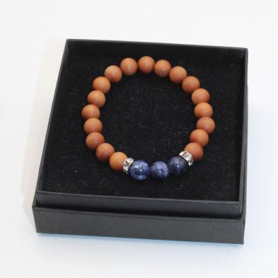 Holzperlan-Armband Apfelholz mit Sodalith Kugeln (Kreativität)